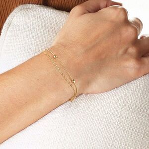 NEW Simple Double Chain Layered Gold Bracelet